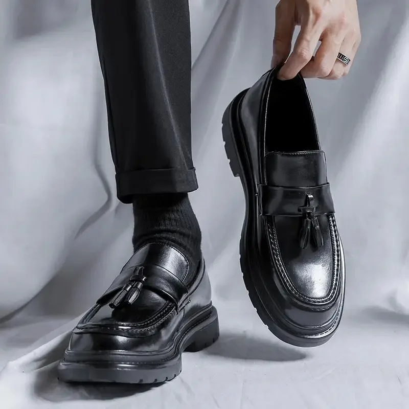 

Туфли мужские кожаные деловые, повседневная черная и круглая обувь, мягкая подошва, деловая одежда для мужчин, для свадьбы, для жениха