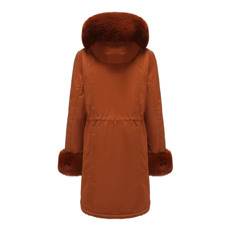 Women's autumn and winter velvet cotton-padded clothes women's removable fur collar warm pie overcome