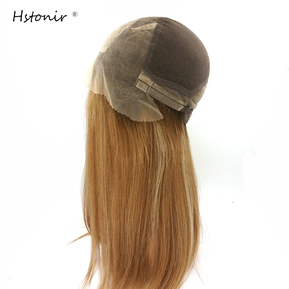 Hstonir Silk Top Full Lace Wig Straight Lace Front Natural Hair 100% Tops Highlighters Female Women's Wig Ombre For Lady G045