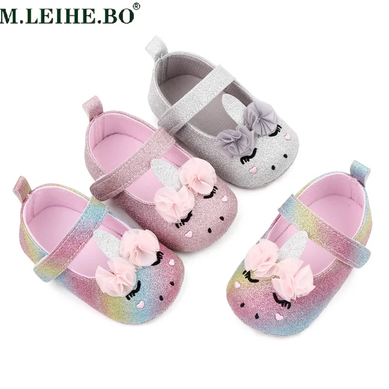 

2022 baby new toddler shoes female baby flower unicorn shoes soft bottom crib shoes spring and autumn beginner walking shoes