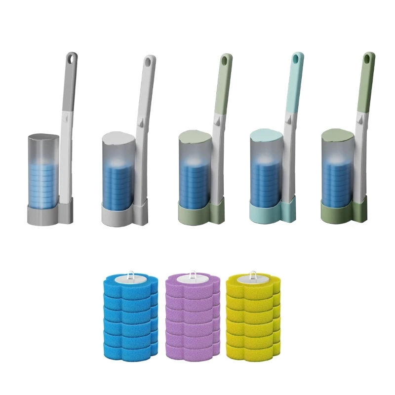 

50JC One Time Use Toilet Brush Disposable Refill Sponge Heads for Travel Hotels Home