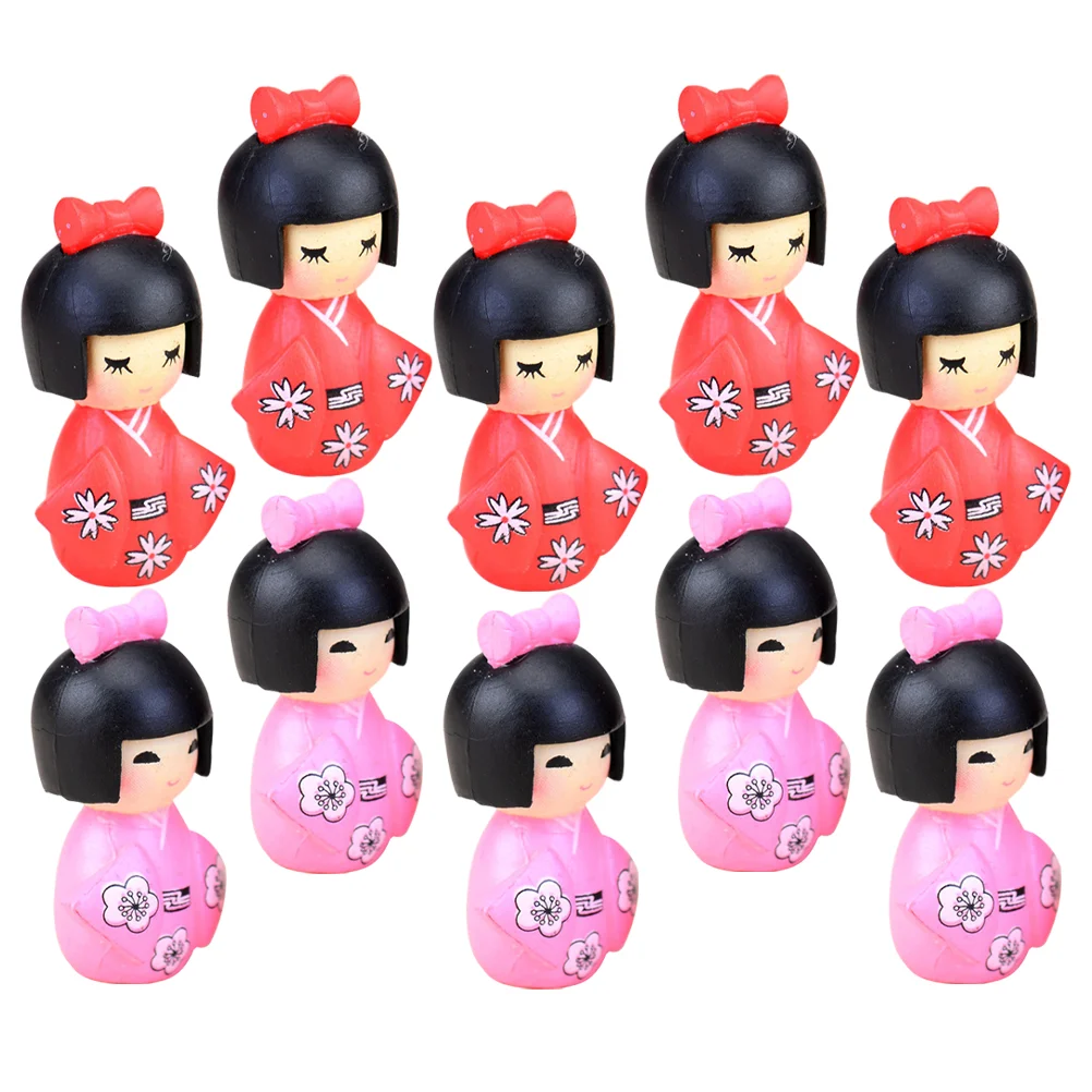 

10 Pcs Kimono Traditional Home Decor Japanese Decoration Crafts Toys Girls Tabletop Kabuki Dolls Style Desktop Adornment