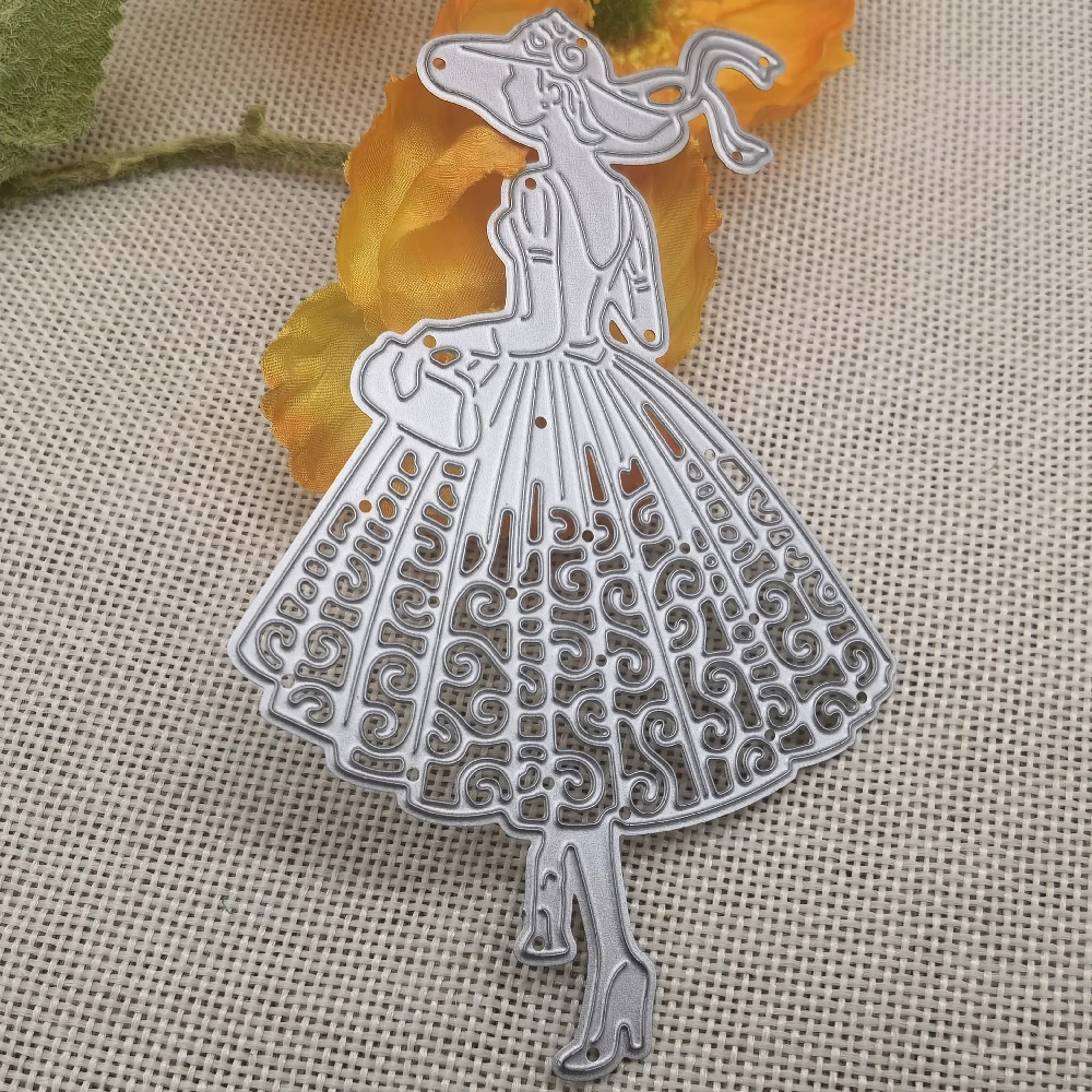 

Женская собака металлическая высечка для Сделай Сам Скрапбукинг Украшение свадебные открытки