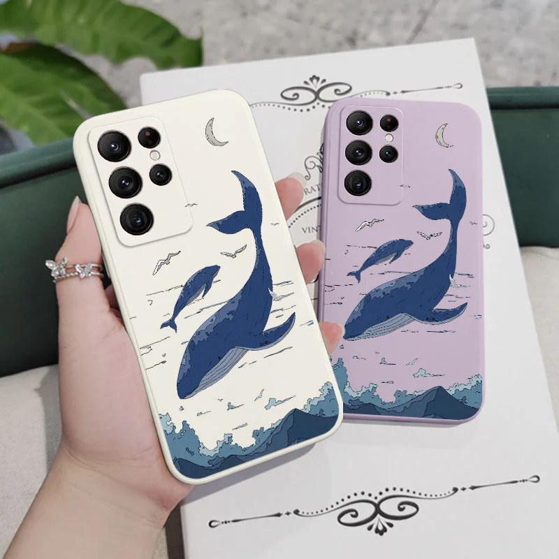 Fantasy Whale Phone Case For Samsung Galaxy S23 S22 S21 S20 Ultra Plus FE S10 S9 S10E Note 20 ultra 10 9 Plus Cover