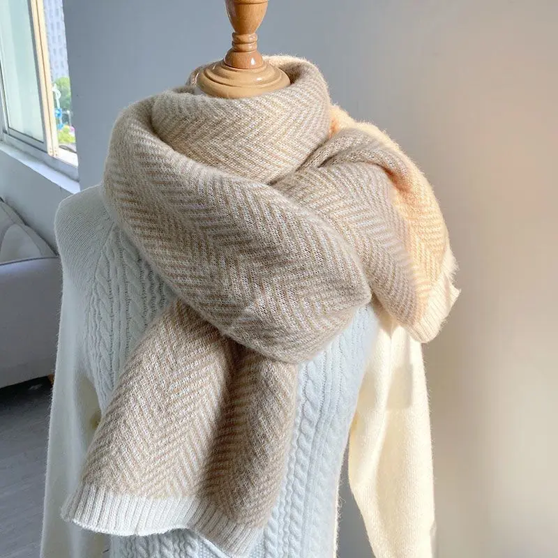

2022 Winter Scarf Women Luxury Warm Foulard Solid Scarves Fashion Casual Scarfs Cashmere Faux Bufandas Hombre