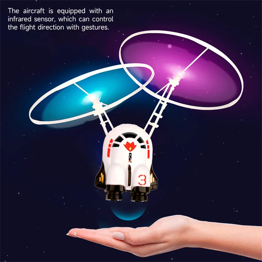 

Funny Astronaut Flying Helicopter RC Mini Induction Suspension Gesture Drop-resistant Aircraft with LED Light Kids Toys for Gift