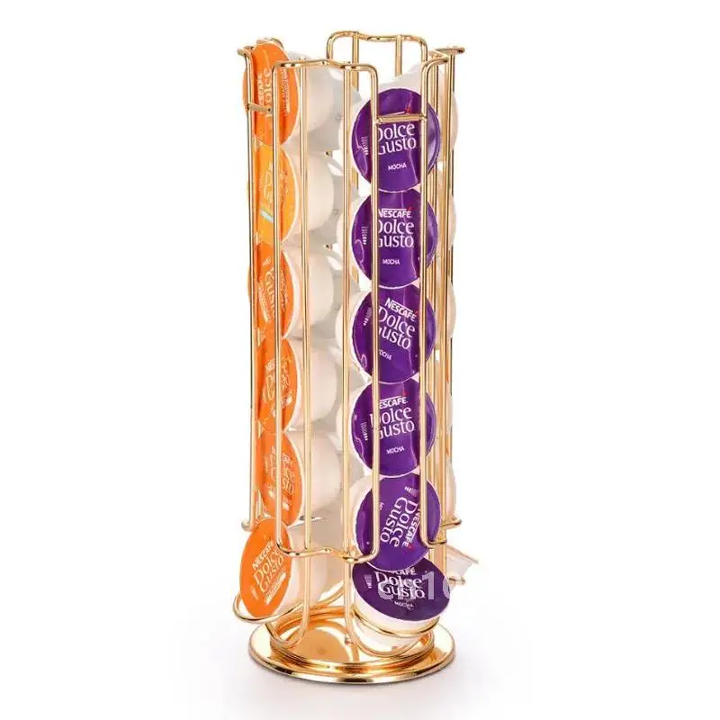 Новый золотой вращающийся держатель для капсул с 24 чашками Dolce Gusto стойка башня
