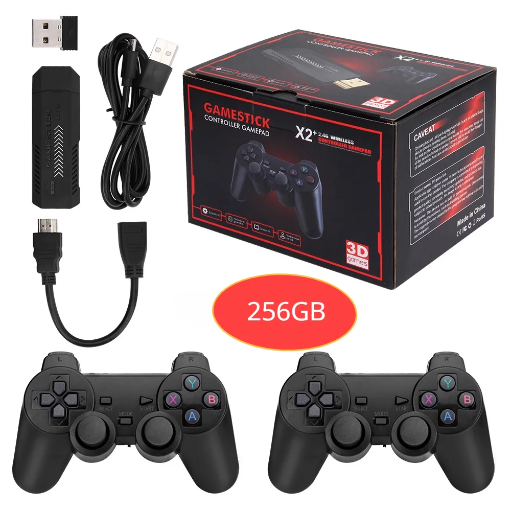

256GB More than 50000 games GD10 Pro 4K Game Stick 3D HD Portable Retro Video Game Console Wireless Controllers TV 50 Emulators