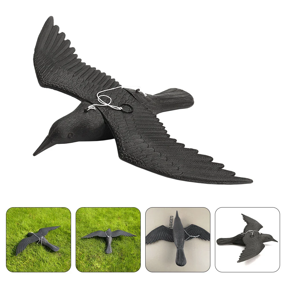 

Black Birds Ornament Lifelike Crow Ravens Figurine Decor Garden Statue Flag Crows Deterrant