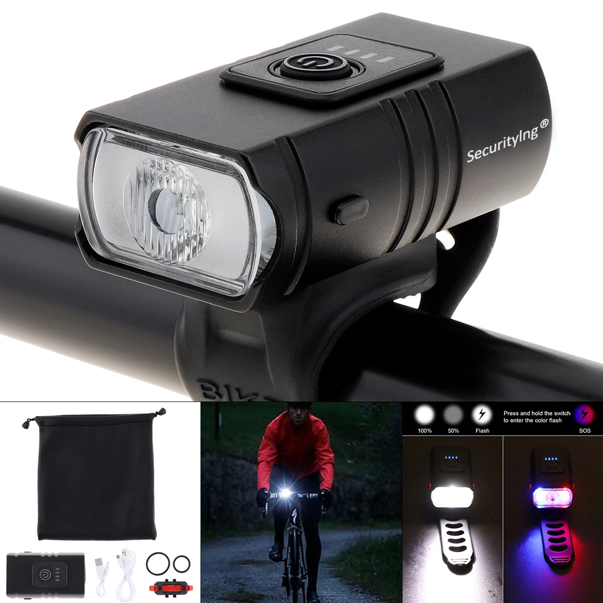 

Waterproof XML T6 LED Bicycle Light Front USB Rechargeable Mountain Bike Headlight Bicycle Lamp Taillight Set Power Display