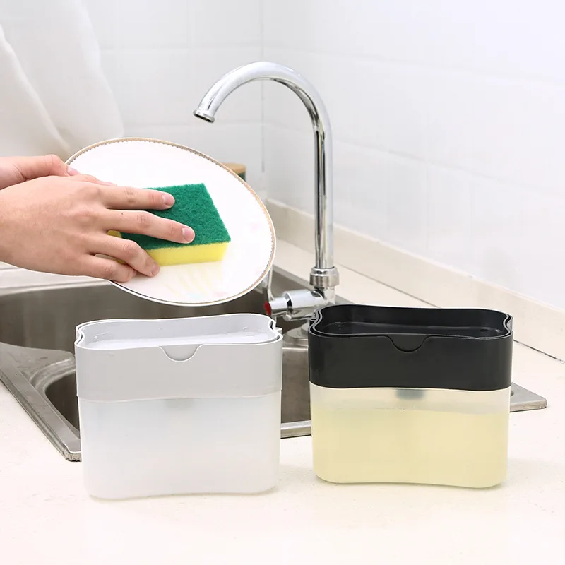 

Automatically add liquid dishwashing brush kitchen cleaning semen box press-type liquid box dishwashing device scouring pad