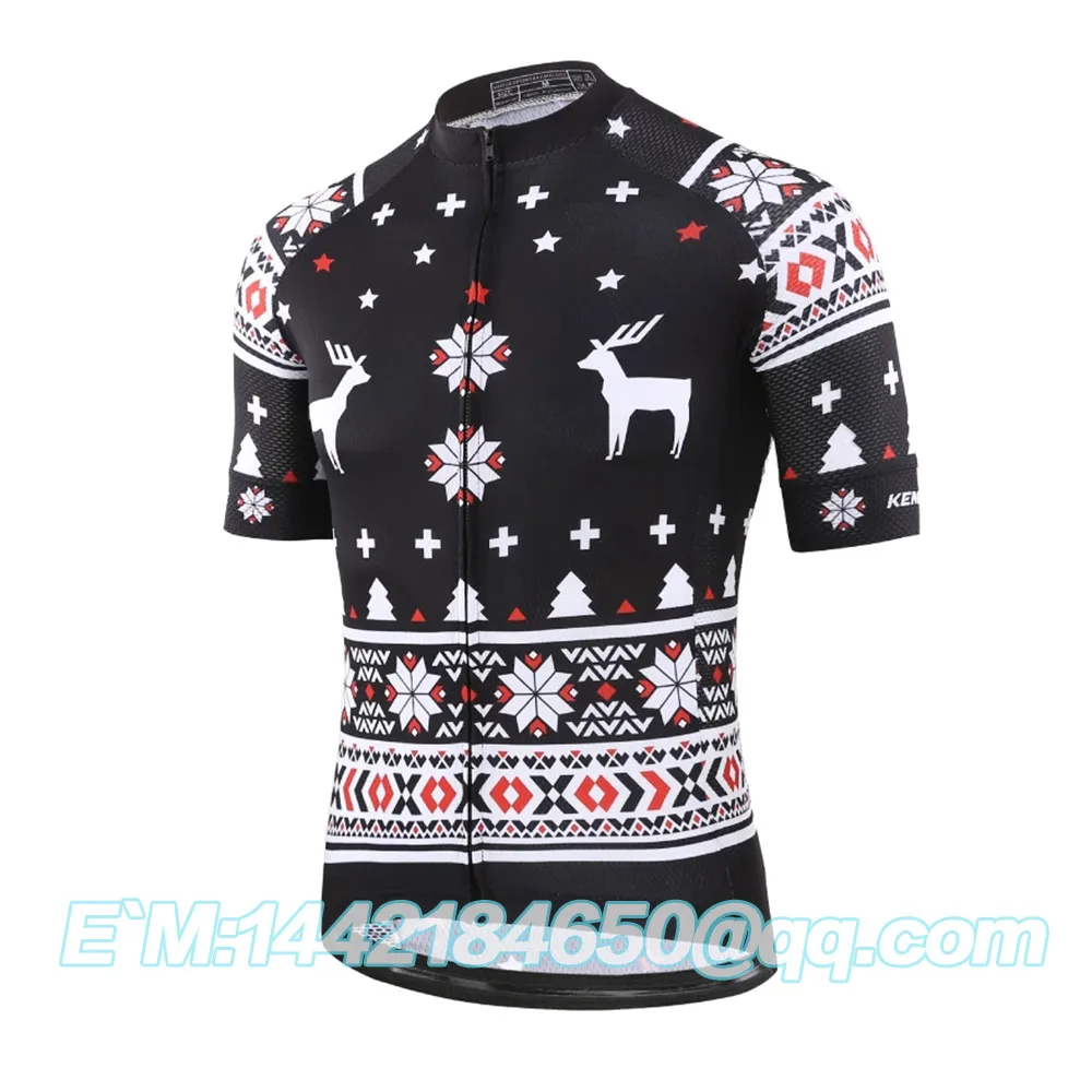 

2023 Christmas Men Cycling Jersey Triathlon Shirt Short Sleeve Top Cycling Clothing Bicycle MTB Outdoor Ropa Ciclismo Hombre