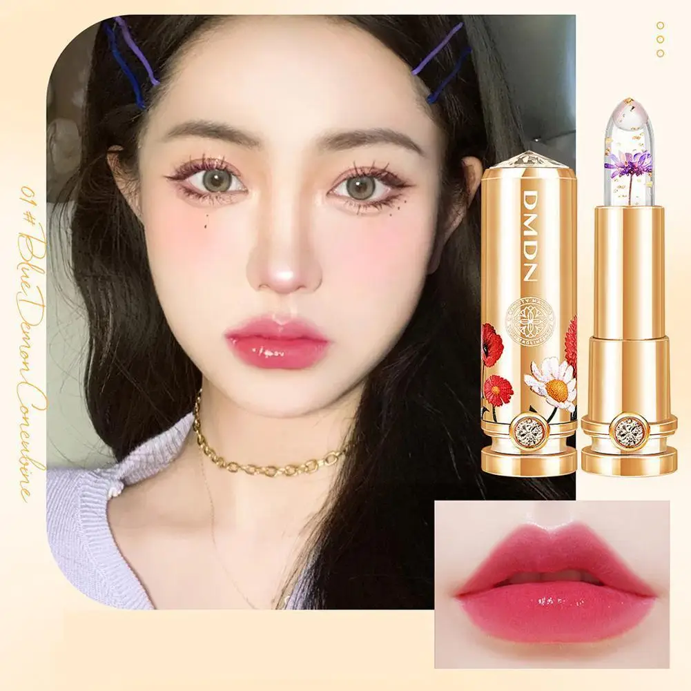 

Crystal Petal Gold Foil Lipstick Non Stick Cup Color Color Lip Gloss Changing Nourishing Women Moisture Jelly Long lasting C2A4