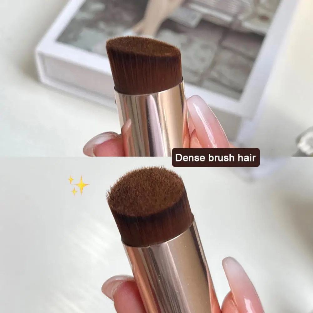 

1PC Foundation Brush Flat-head Makeup Brush Metal Handle Brush Liquid Foundation Brush Mini Portable Women Makeup Tool