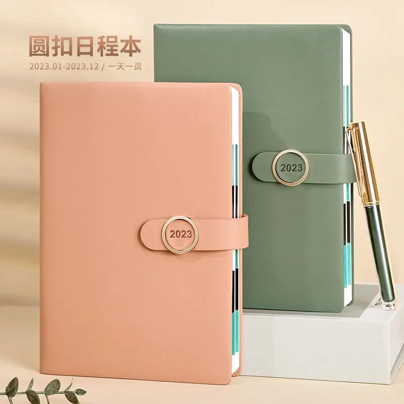 

Simple soft leather 2023 schedule this calendar this daily business notebook sub-week plan table note stationery