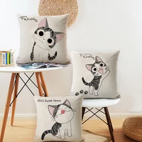 childrens cartoon cat print cushion cover funny picture sofa pillowcases for cat 45x45cm coffee room decorative pillow case