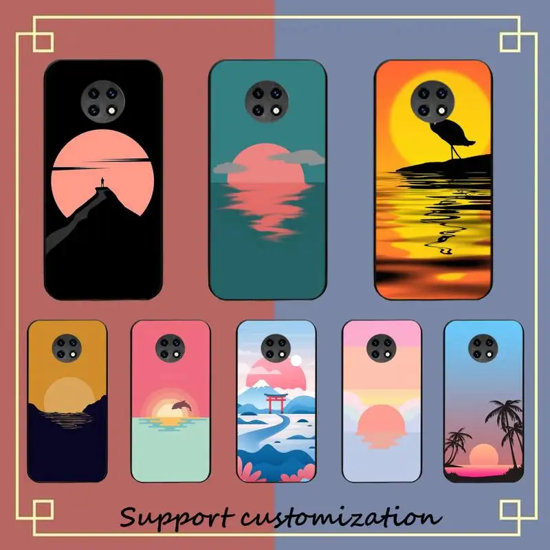 

INS Sunset Moon Snow Mountain Phone Case for Samsung S20 lite S21 S10 S9 plus for Redmi Note8 9pro for Huawei Y6 cover