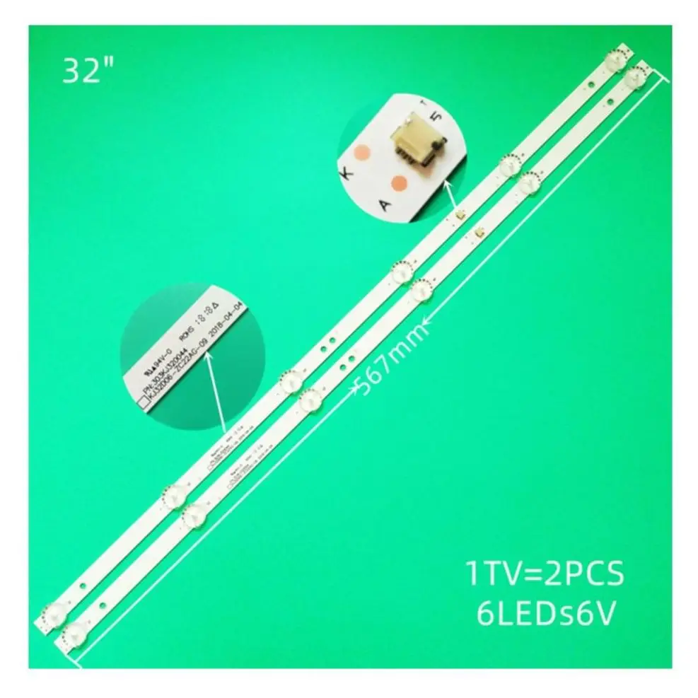 

LED strip 2pcs for 32LH0202 32HH1830 PK-32D16T KJ32D06-ZC22AG-20E 09 12 303KJ320044 D LED 32HD 2X6 HTV-32R01-T2C/A4/B