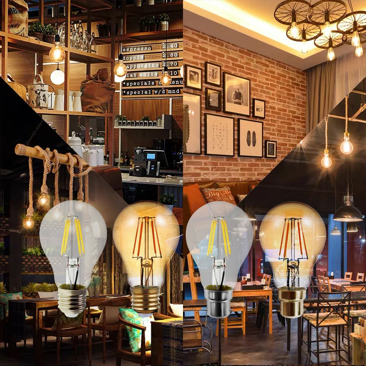 6 шт. ретро светодиодная лампа Edison накаливания 220 В лампочка E27 E14 C35 G45 A60 ST64 G80 G95 G125