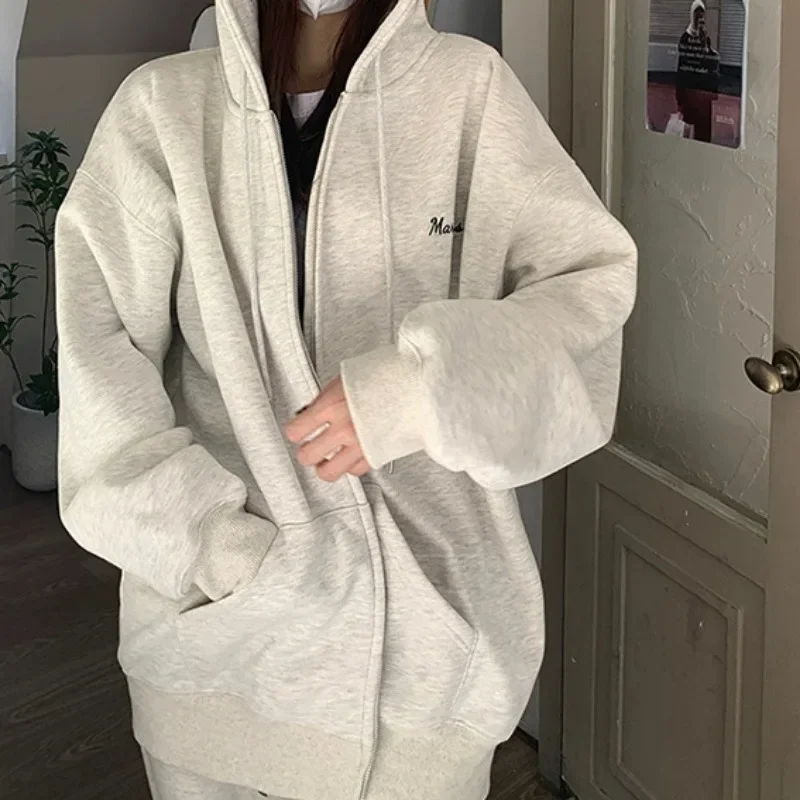 Осень-зима 2024 новый стиль толстовка с капюшоном женская повседневная свободная