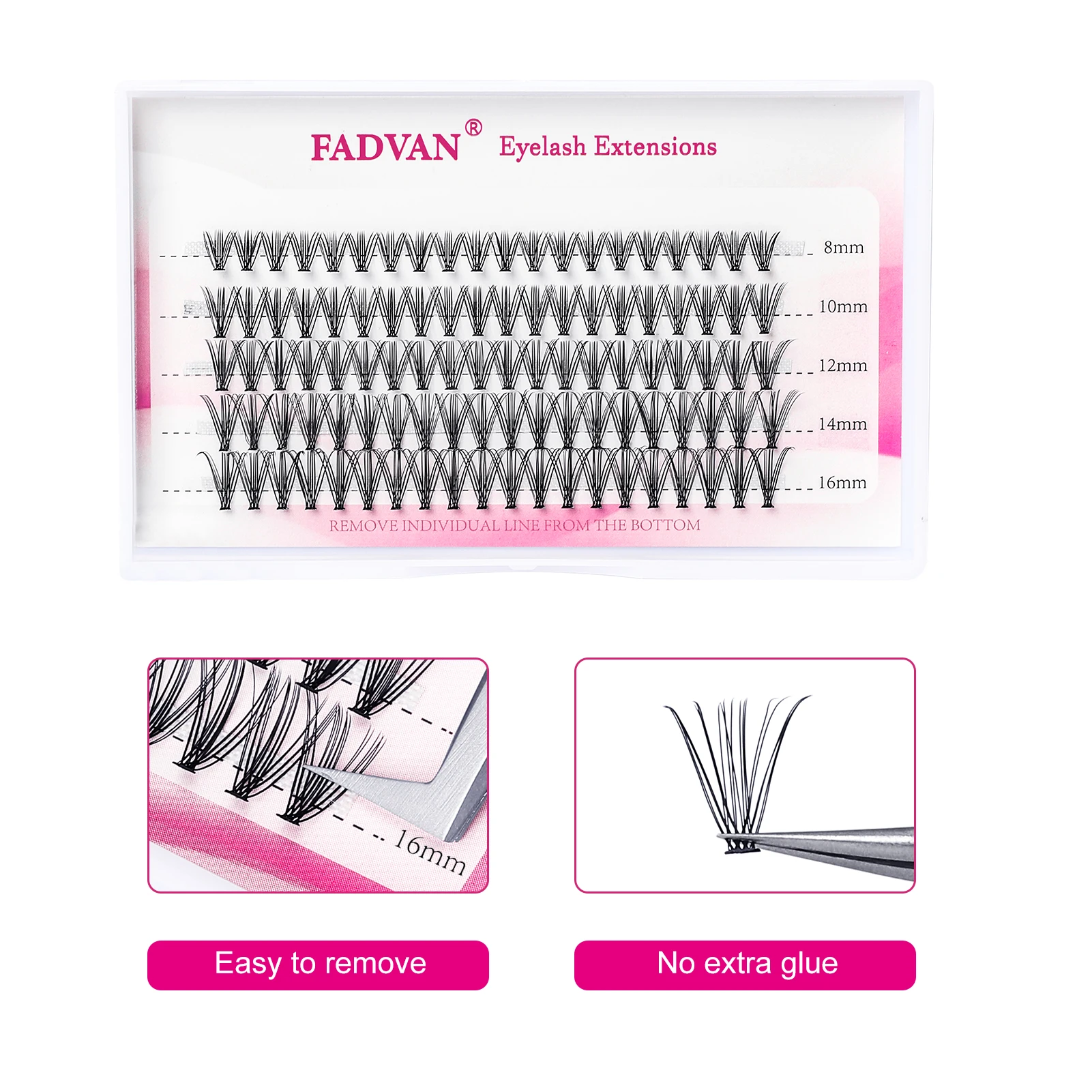 

Fadvan DIY Clusters Eyelash A/M Shape Fishtail Lashes Russian Natural Fluffy False Eyelash Faux Mink Cluster Lashes Wispy Lashes