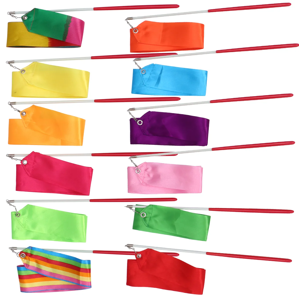 12 Pcs Dance Ribbons Streamers Rainbow Princess Toy Artistic Dancing Balloons Rhythmic Gymnastics Stick