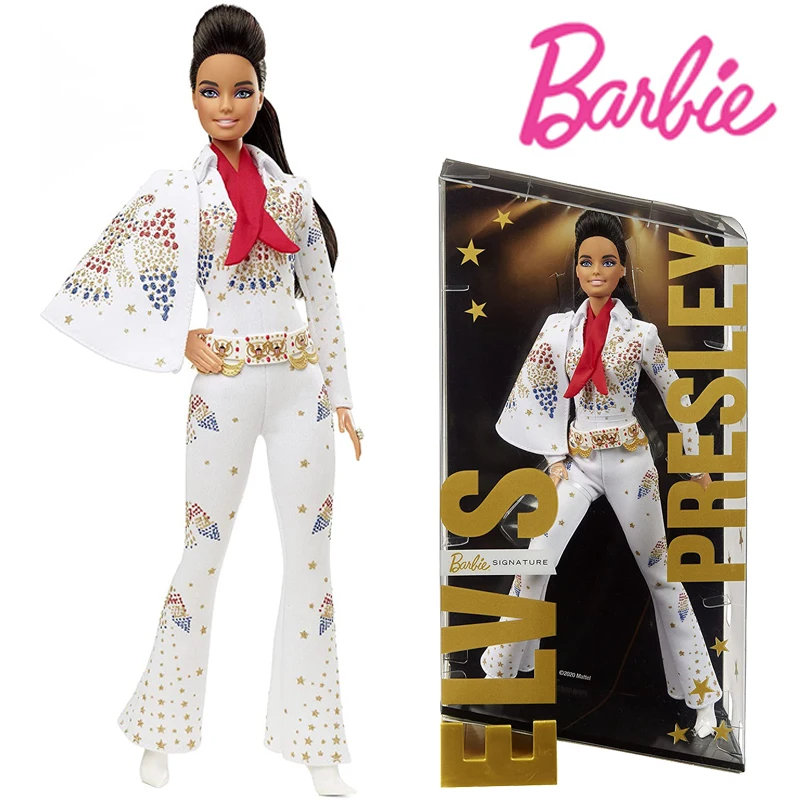 

Barbie GTJ95 Signing Pops Elvis Presley Collectors Edition Pop Classic Music Barbie Fashion Toys For Girls Collectors Tox GTJ95