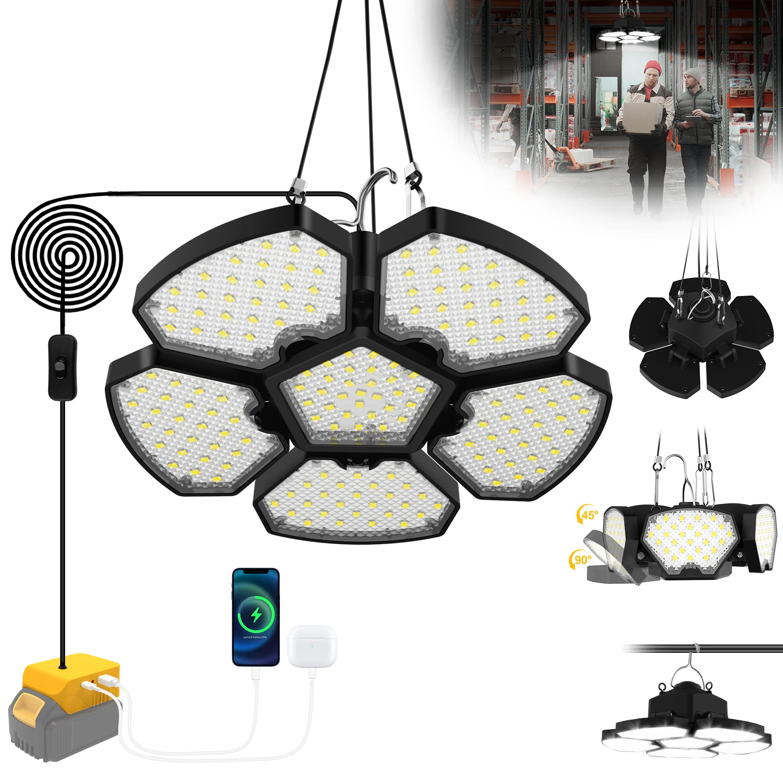 

Подвесной светодиодный светильник T-SUNRISE для аккумулятора Dewalt 15-20 В