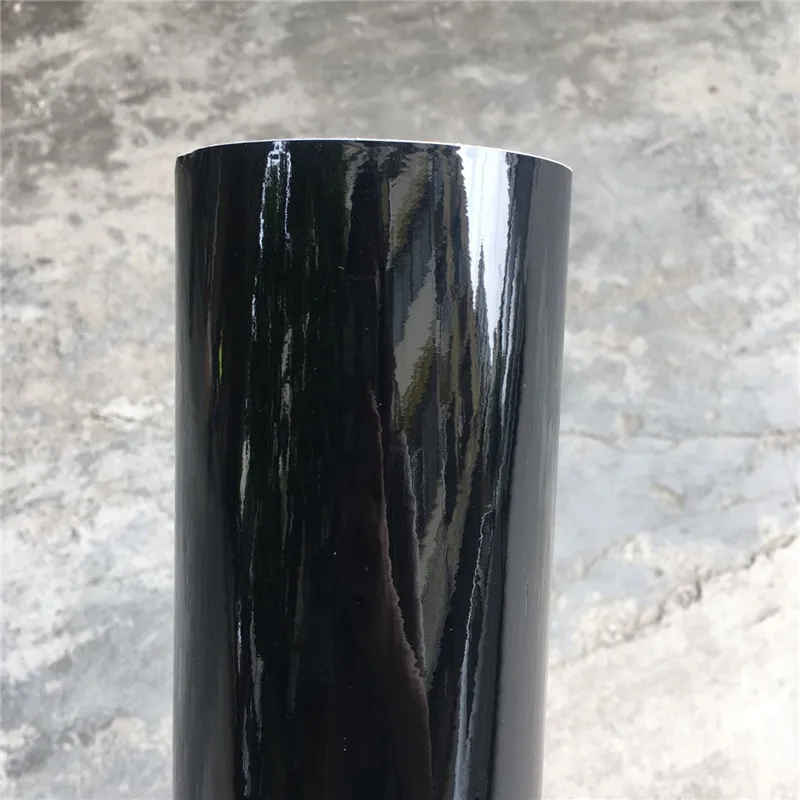 

152cmx20 0/500cm Schwarz Glänzend Vinyl Film Gloss Glossy Car Wrap Folie Aufkleber Mit Luftblase Frei Motorrad auto Verpackung