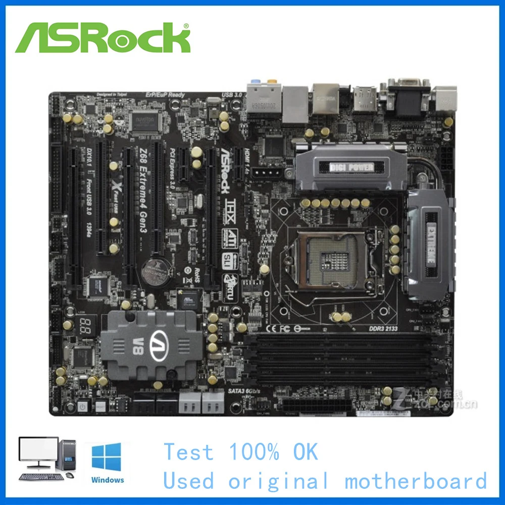 

For ASRock Z68 Extreme4 Gen3 Computer USB2.0 Motherboard LGA 1155 DDR3 Z68 Desktop Mainboard Used