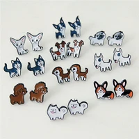 handmade cute beagle bull terrier earrings puppy dog stud earring cartoon animal fashion jewelry for women girl