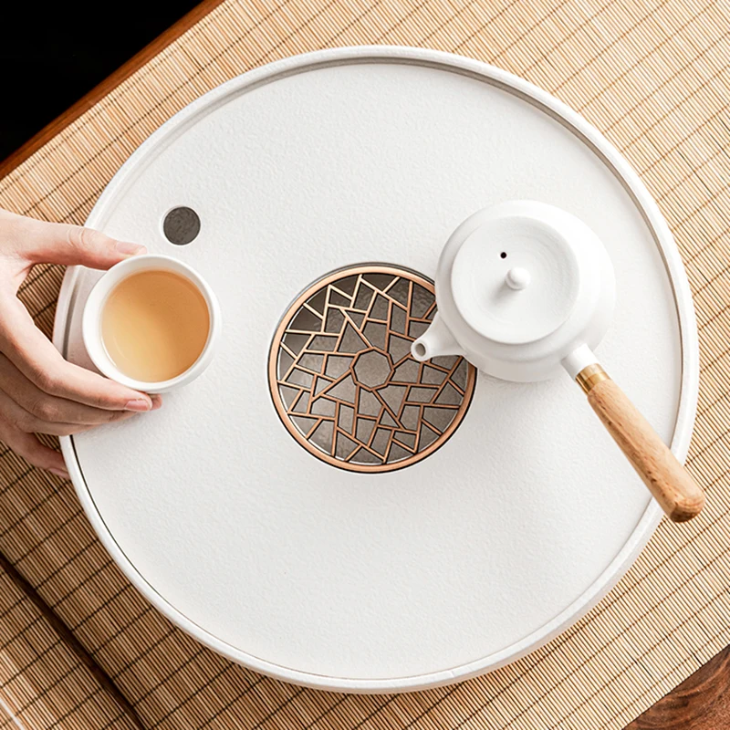 

Керамический чайный столик, Маленькая китайская чайная поднос в несколько рядов, круглая Декоративная посуда, Офисные аксессуары