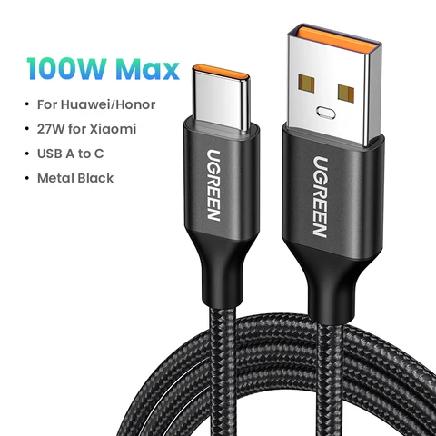 USB-кабель UGREEN для Huawei Mate 50/P40/30 Pro, кабель для быстрой зарядки с суперзарядкой USB Type-C, 6 А, 5 А, 100 Вт