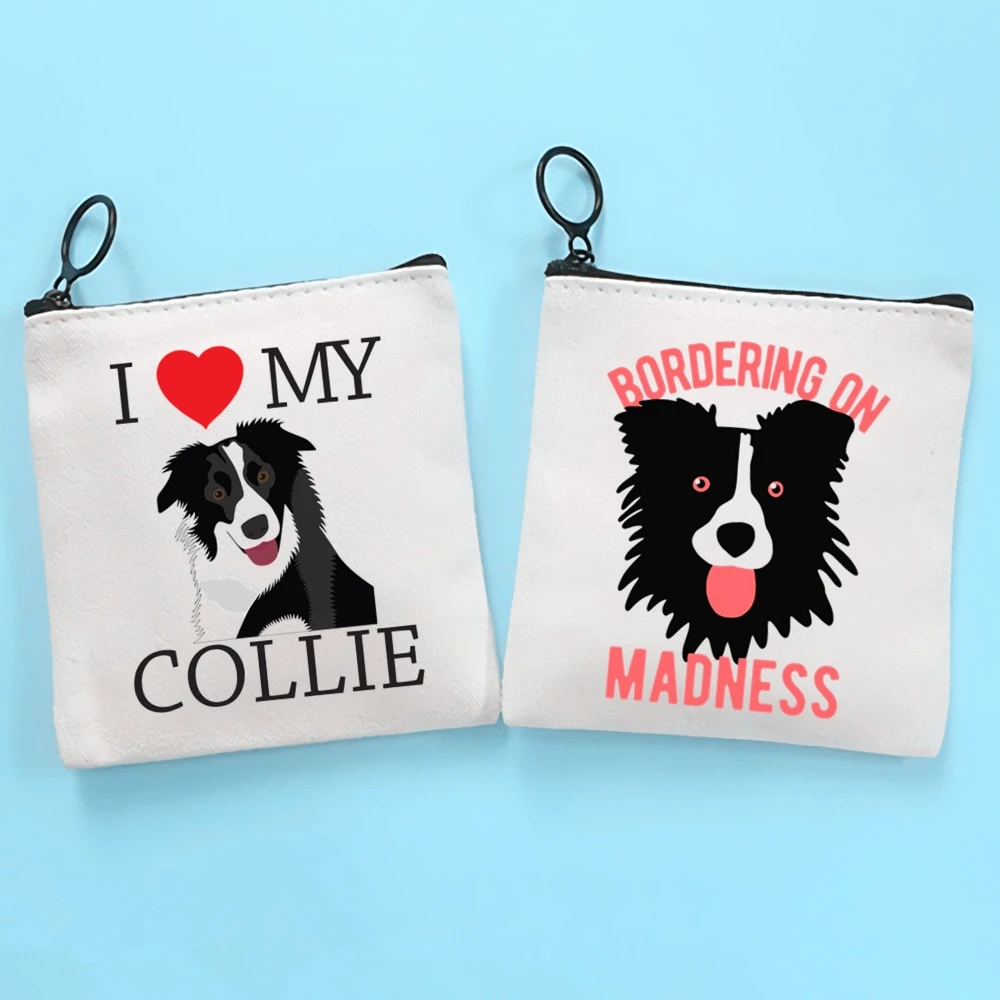 

Border Collie Dog Cartoon Funny Kawaii Canvas Coin Purse Coin Purse Collection Canvas Bag Small Wallet Zipper Key Bag