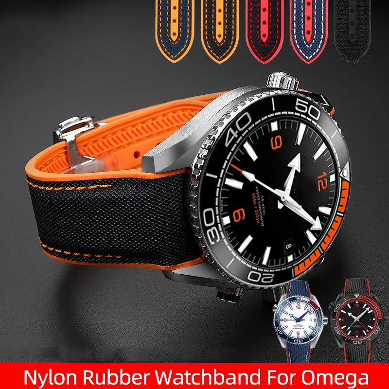 Ремешок резиновый нейлоновый для мужских часов Omega SEAMASTER, планета, океан, 20 мм 22 мм