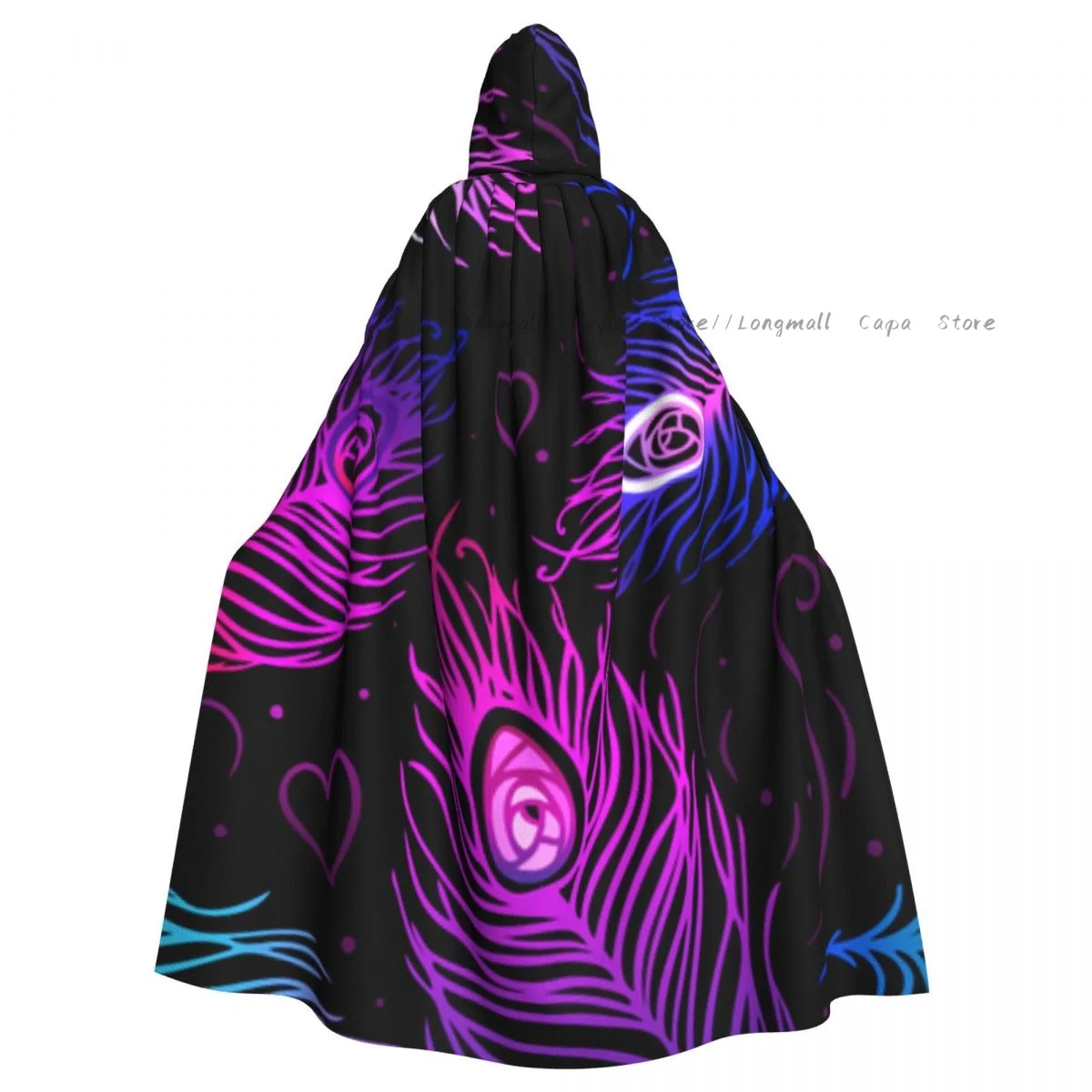 Цветная накидка ведьмы с павлиньими перьями костюм для косплея на Хэллоуин