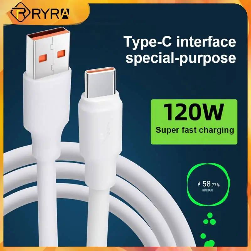 RYRA Type C 6A Cable USB Data Wire Charger Line Portable Adapter Fast Charging Cord Useful Mobile Phone Accessories 1/1.5/2 M