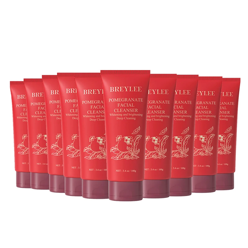 

BREYLEE Face Cleaner Care Red Pomegranate Facial Cleanser Foam Face Wash Remove Blackhead Oil Control Whitening Smooth 10PCS