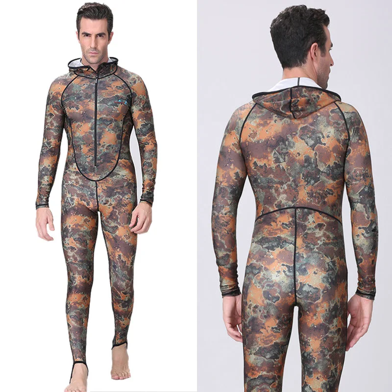 

Dive&Sail Spearfishing Couple Suit Camo Skin Dive Wetsuit One Piece With Hood Jump Uv Protection Men Diving Suit