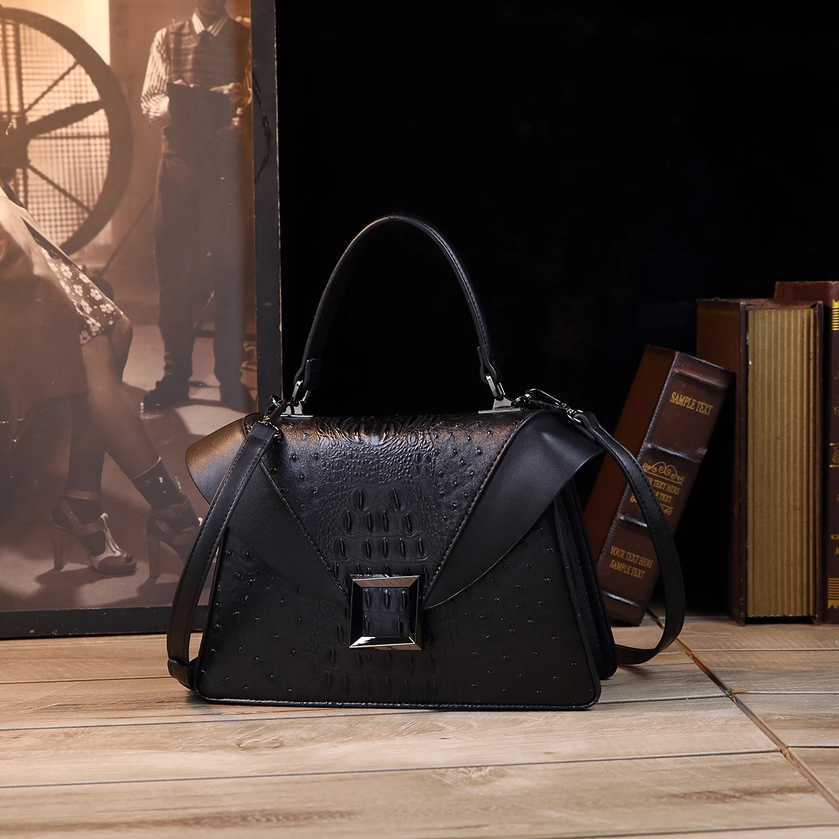 Женская сумочка в стиле ретро с крокодиловым узором элегантная и модная женская
