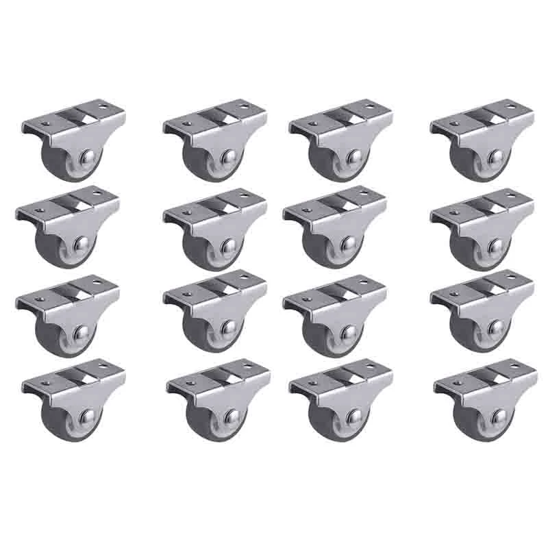 

JHD-16PCS TPE Caster Wheels Duty Fixed Casters With Rigid Non-Swivel Base Ball Bearing Trolley Wheels Top Plate 1 Inch