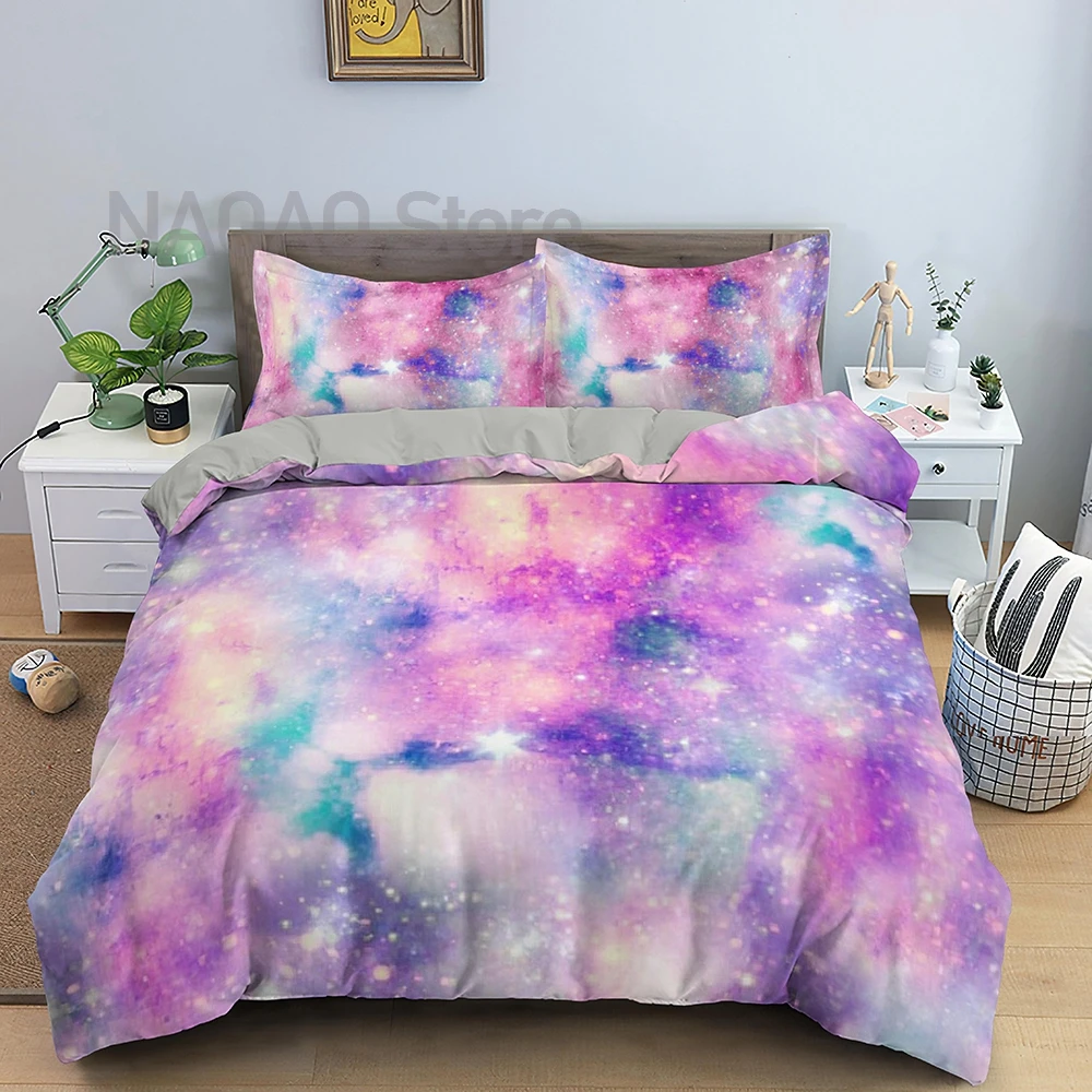 

Girks Bedding Set Colorful Galaxy Duvet Cover Set Multicolor Outer Space Bedding Universe Nebula Night Starry Sky Quilt Cover