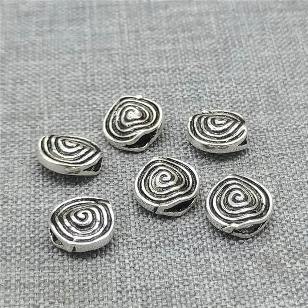 

8pcs of 925 Sterling Silver Round Nautilus Swirl Disc Beads 2-sided for Bracelet Necklace