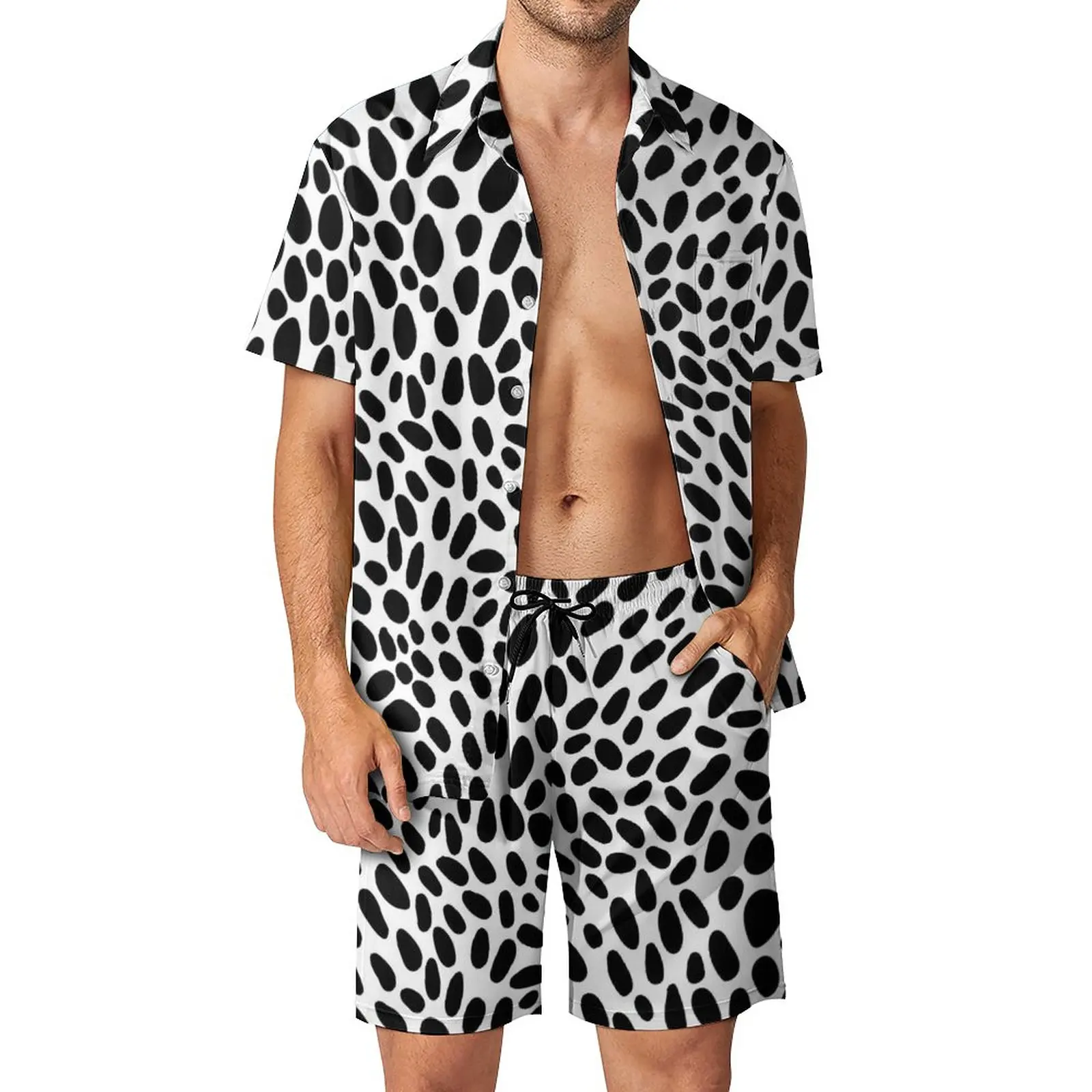 

Dalmatian Dog Beachwear Men Sets Animal Spotted Print Casual Shirt Set Summer Design Shorts Two-piece Novelty Suit 2XL 3XL