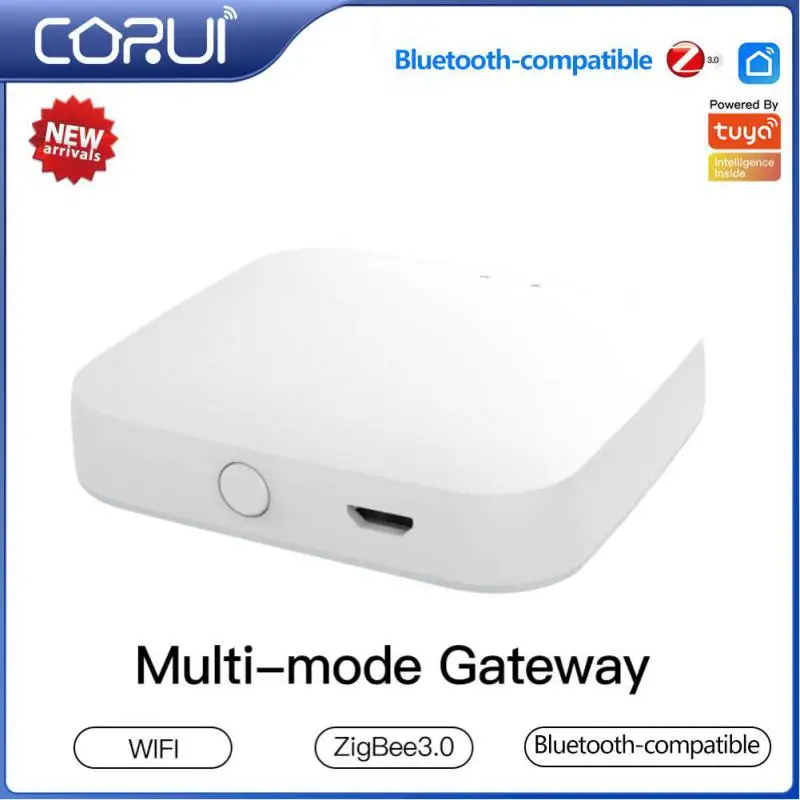 

CORUI Tuya Multi-mode Smart Gateway ZigBee 3.0 Bluetooth WiFi Compatible Gateway Work With Tuya Smart App Voice Control Alexa
