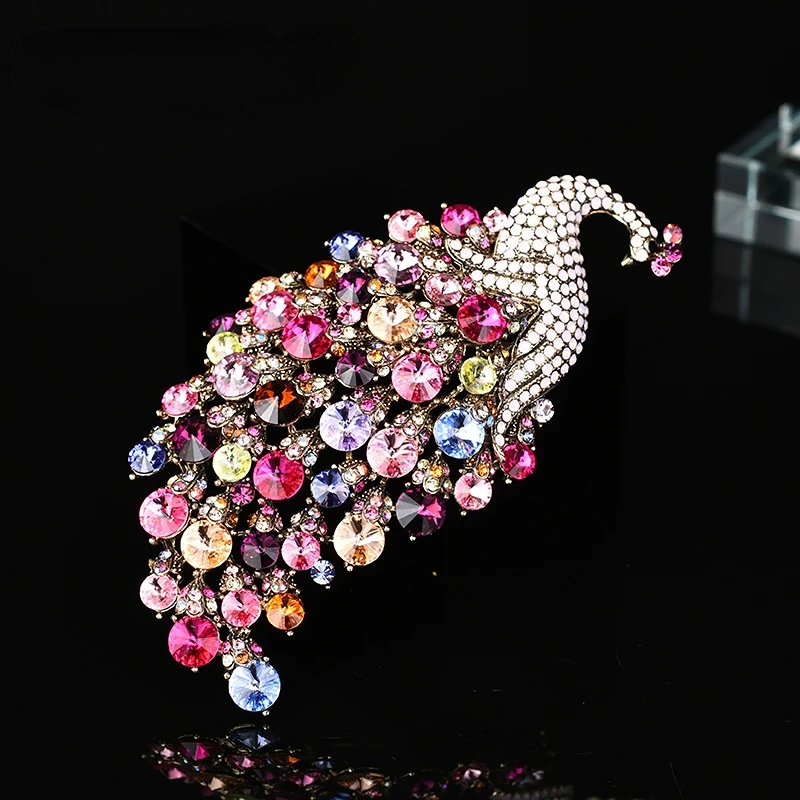 

Big size Rhinestone Peacock Brooch jewelry of wedding bridal bijoux Women's Pin Brooch fashion scarf pins hats accessory