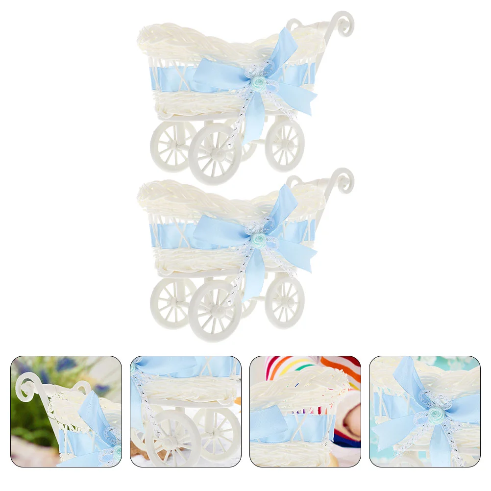 

2 Pcs Party Woven Baskets Blue Home Decor Rattan Holder Kids Use Candy Trolley Serving Dried Fruit Pp Kitchen Food Baby
