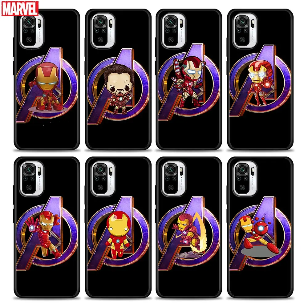 

Phone Case for Redmi Note 7 8 8T 9 9S 9T 10 11 11S 11E Pro plus 4G 5G Soft Silicone Case Cover Cartoon Iron Man Marvel