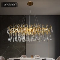 nordic gold luxury chandeliers roundlong led kitchen lighting for living room crystal hanging lamp dining room bedroom decor