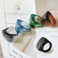 fashion acrylic finger ring geometric irregular glass ball transparent resin colorful ring set for women delicate jewelry gifts